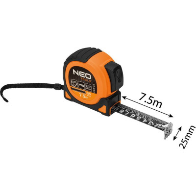 Рулетка Neo Tools Super Black, 7.5мx25мм, с фиксатором сматывания, магнит (67-244) Винница - изображение 8