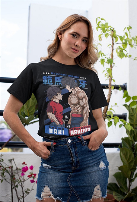 Футболка мужская аниме Баки Ханма Грапплер Йуджиро оверсайз (S/M/L) Черний AnimeJ0506 Днепр - изображение 2