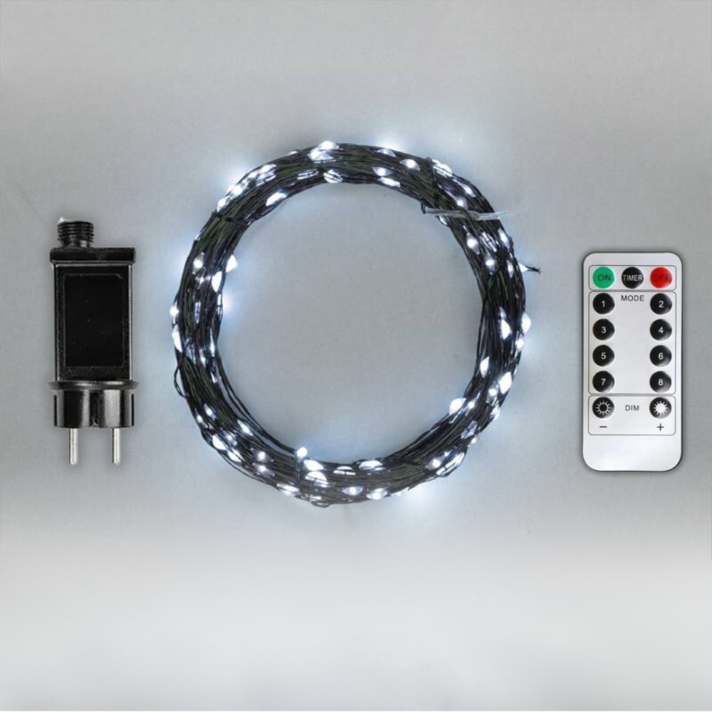 Гірлянда роса на зеленому проводі 30 метрів 300 лед Niki Light капля роси з режимами вулична гірлянда на пульті біла Київ - фото 1