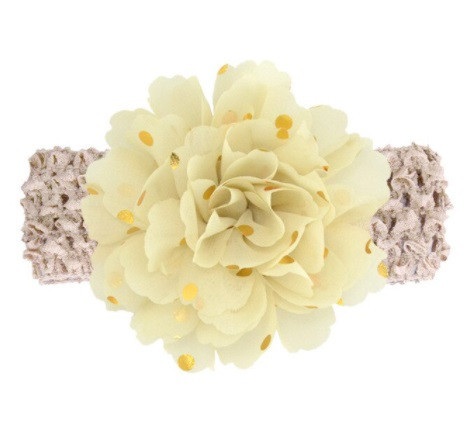 Детская кофейная повязка на голову - окружность головы около 40-52см, диаметр цветка 9см Киев - изображение 1