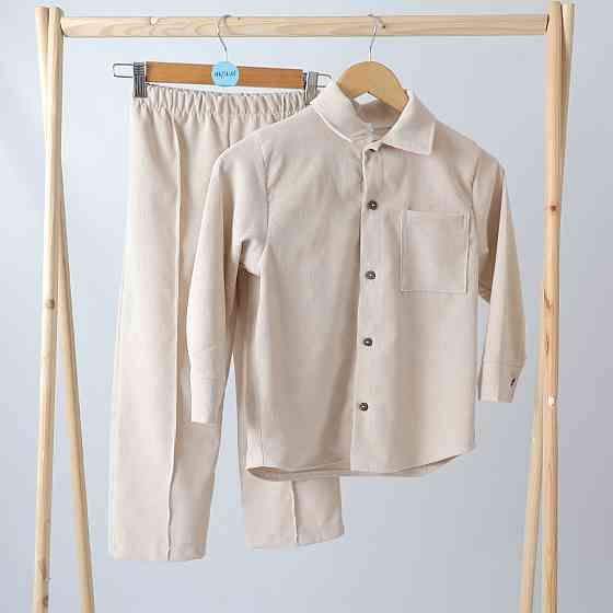 Святковий вельветовий костюм бежевого кольору для хлопчика  костюм до школи сорочка + штани Кам'янець-Подільський