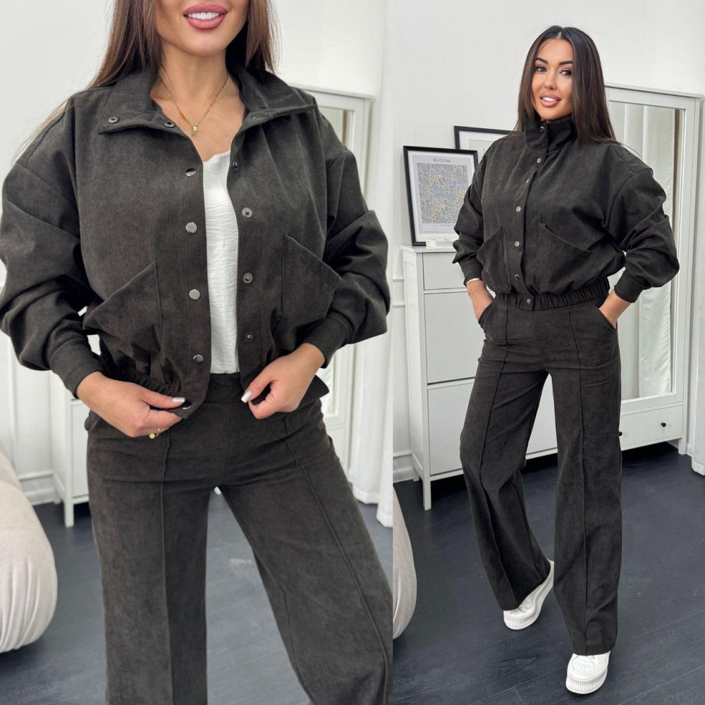 Жіночий стильний повсякденний костюм-двійка бомбер + штани Хакі, 46/48 Одеса - фото 9