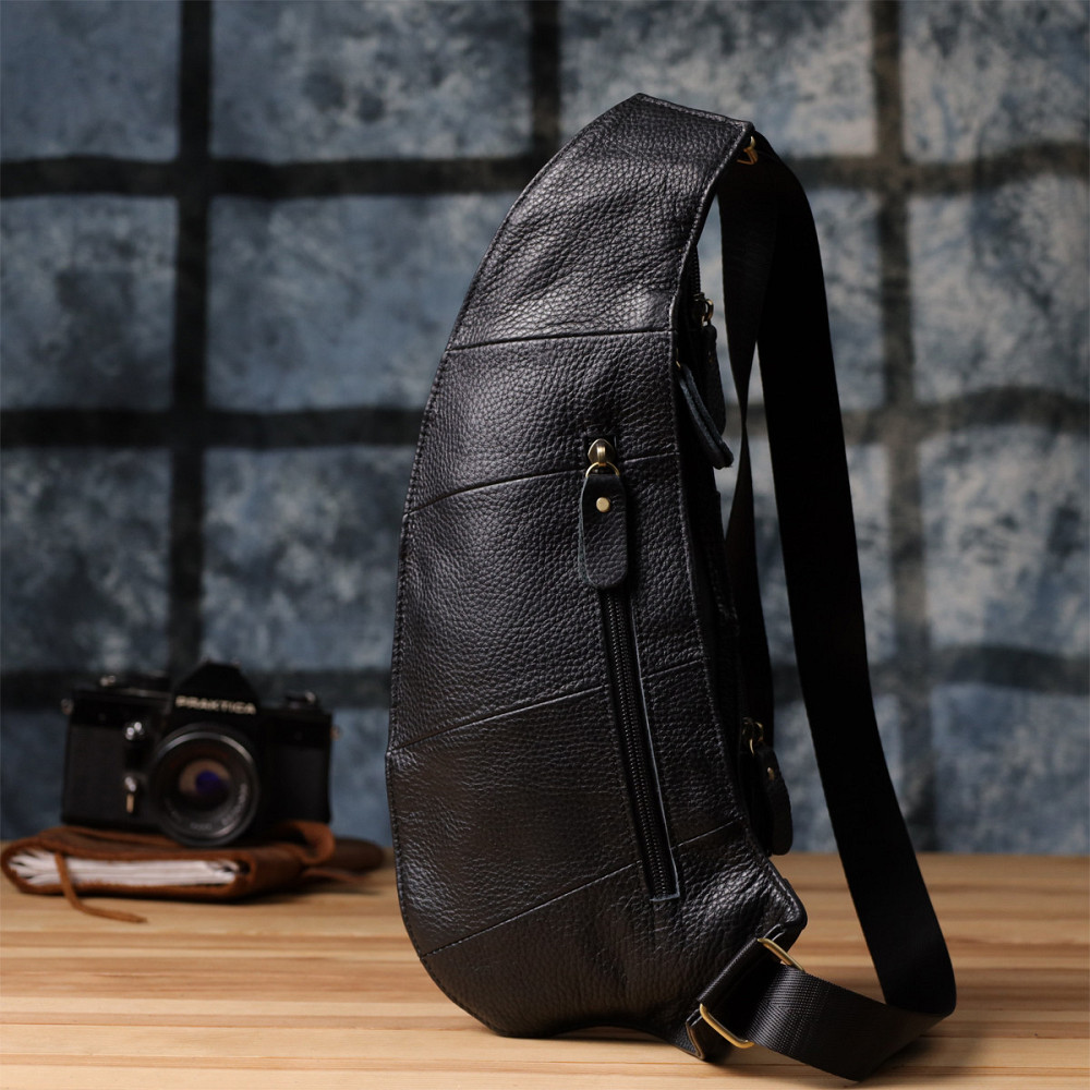 Мужская сумка через плечо из зернистой натуральной кожи Vintage 22964 Черный Киев - изображение 10