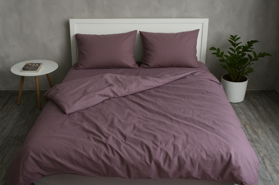 Ecotton Простирадло на резинці Ecotton 180х200 см однотонне темно-вишневого кольору Виноград Коломия