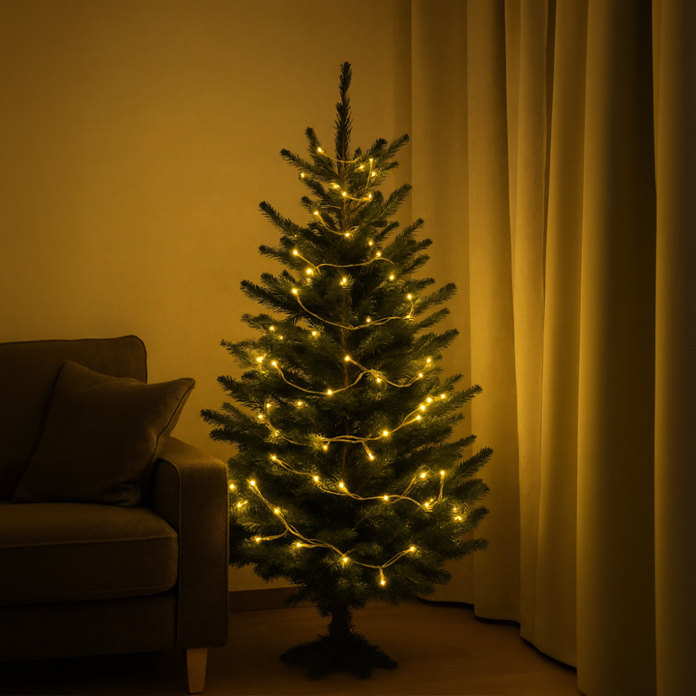 Новорічна гірлянда кімнатна нитка 10 м 120 LED кімнатна гірлянда білий провід Жовте світло W120LED10MWY Київ - фото 2