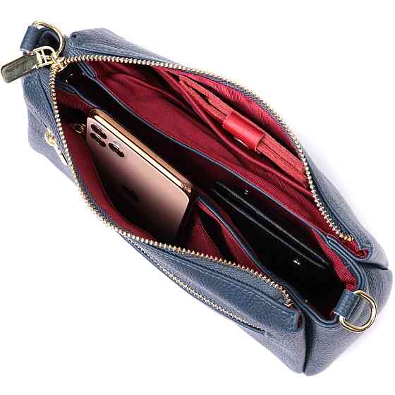 Жіноча практична сумка через плече з натуральної шкіри Vintage 22287 Синя Київ