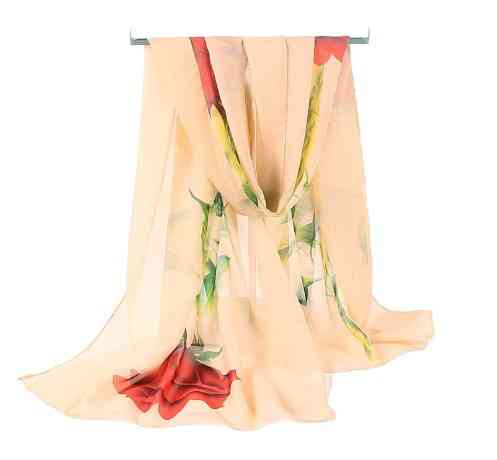 Женский шарф бежево-персиковый - размер шарфа 140*47см, шифон Киев