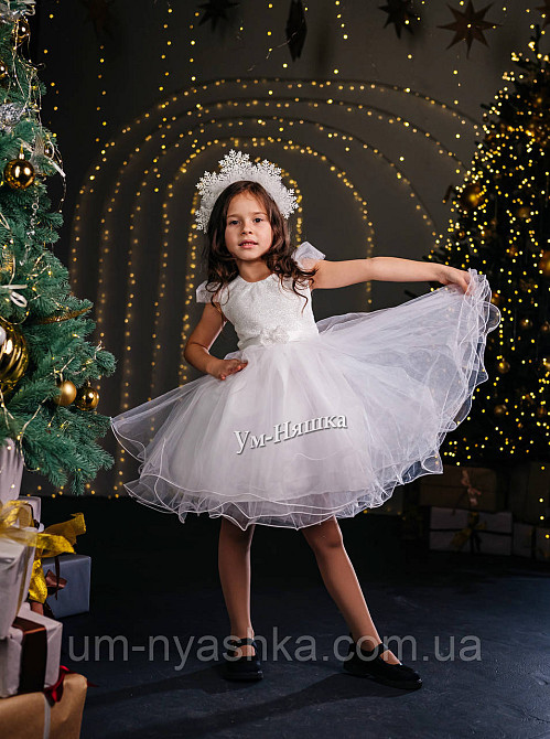 Сукня Сніжинка ошатне плаття для дівчинки з глітером Кривий Ріг - фото 11