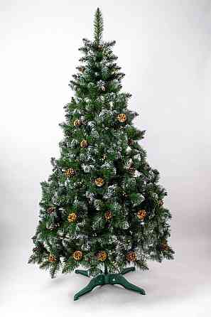 Ялинка штучна з шишкою 1,5 м зелена з білими кінчиками Харків