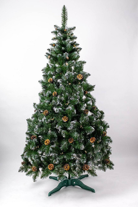 Ялинка штучна з шишкою 1,5 м зелена з білими кінчиками Харків - фото 1