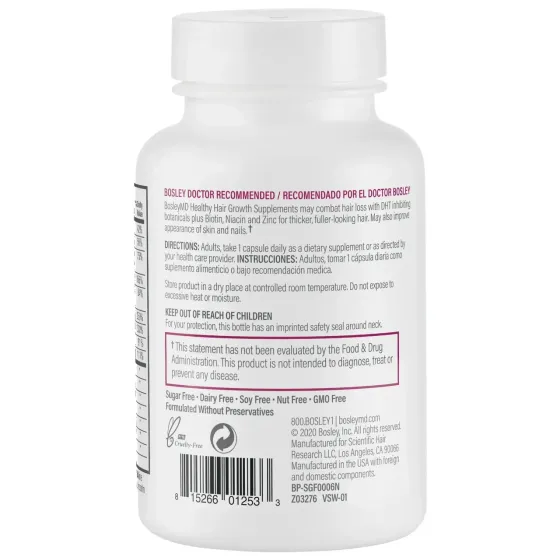 Дієтична добавка для росту здорового волосся у жінок BOSLEY, 60 капсул Дніпро