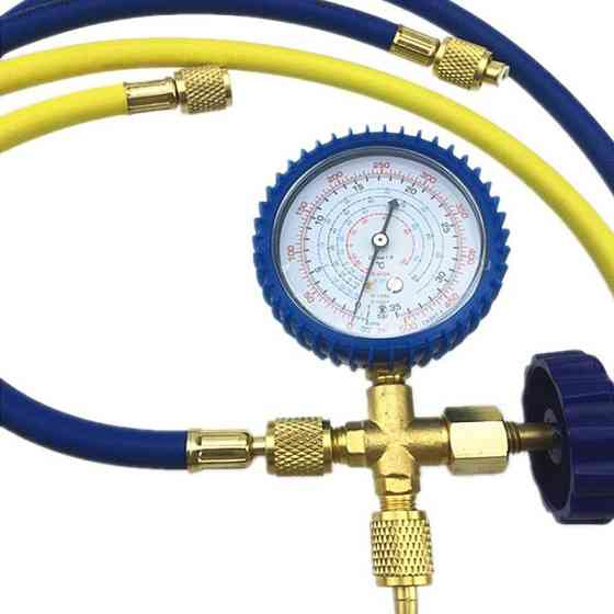 Манометричний колектор XWM-466 з вентилем для заправки фреону, манометр 0-220 psi, латунний корпус Київ