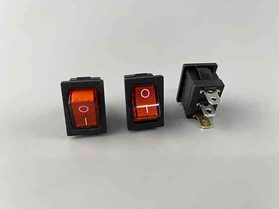 Перемикач клавішний червоний, ON-OFF, з LED-підсвіткою 12 V, 15 ммх21мм, 3 ніжки Мукачево