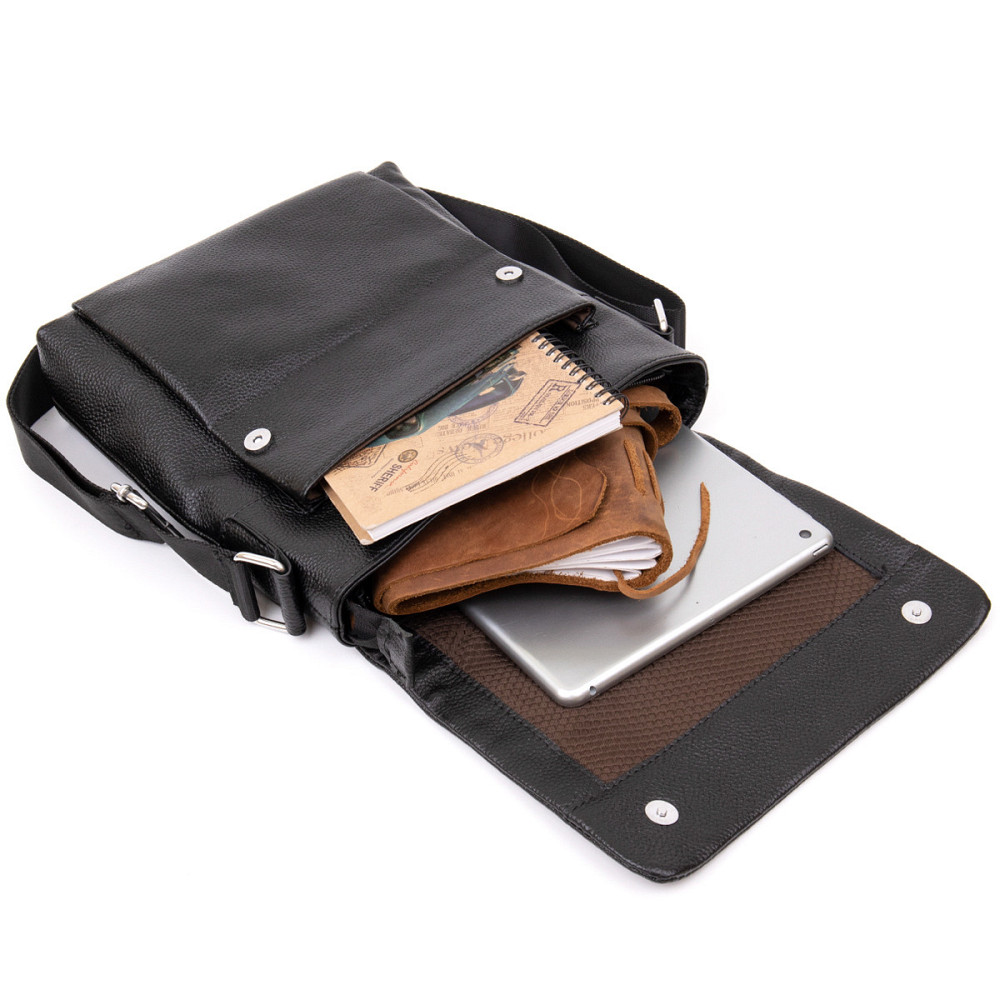 Сумка чоловіча класична з клапаном Чорна (Vintage) Київ - фото 1