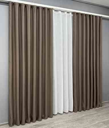 Комплект готових штор VR-Textil Рогожка TERRA LUXE № 1860ш Какао 100х290 см 2 шт (31-0009) Київ