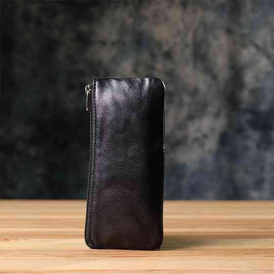 Містка ключниця на одне відділення з гладкої натуральної шкіри Чорний (Tony Perotti) Київ