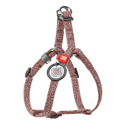 Шлея для котів WAUDOG Re-cotton з QR паспортом XS Ш 10 мм В=С: 28-40 см коричнева (16706) Вінниця - фото 1