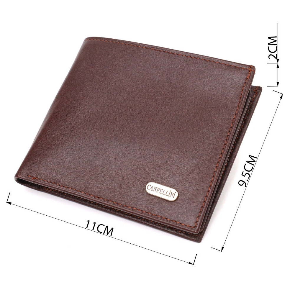 Оригинальное мужское портмоне из натуральной гладкой кожи CANPELLINI 21782 Темно коричневое Киев - изображение 3