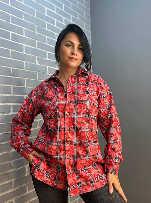 Сорочка жіноча Ariadna 2373 картата оверсайз коттон варка one size, сірий, one size Київ - фото 7