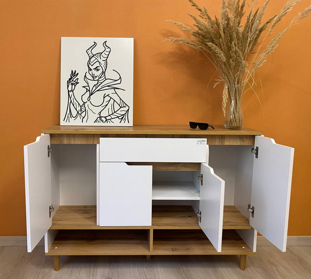 Тумба для обуви в прихожуюLION Салливан Тумба-2 Нимфея Альба (белый)/Дуб Аппалачи (LION-041007) Днепр - изображение 6