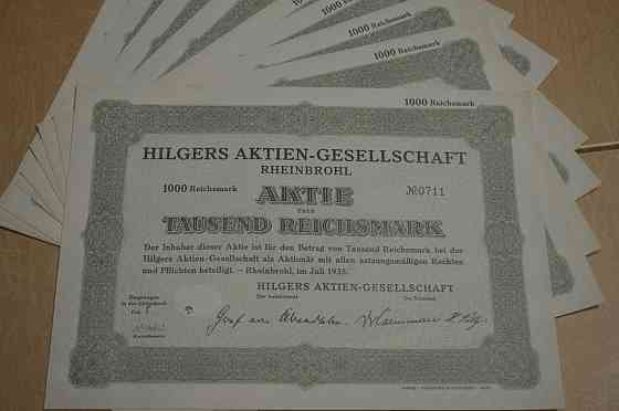 Акція. Німеччина. Hilgers Aktiengesellschaft--1000reichmark 1935 рік aUNC-UNC (5 - 20) Полтава