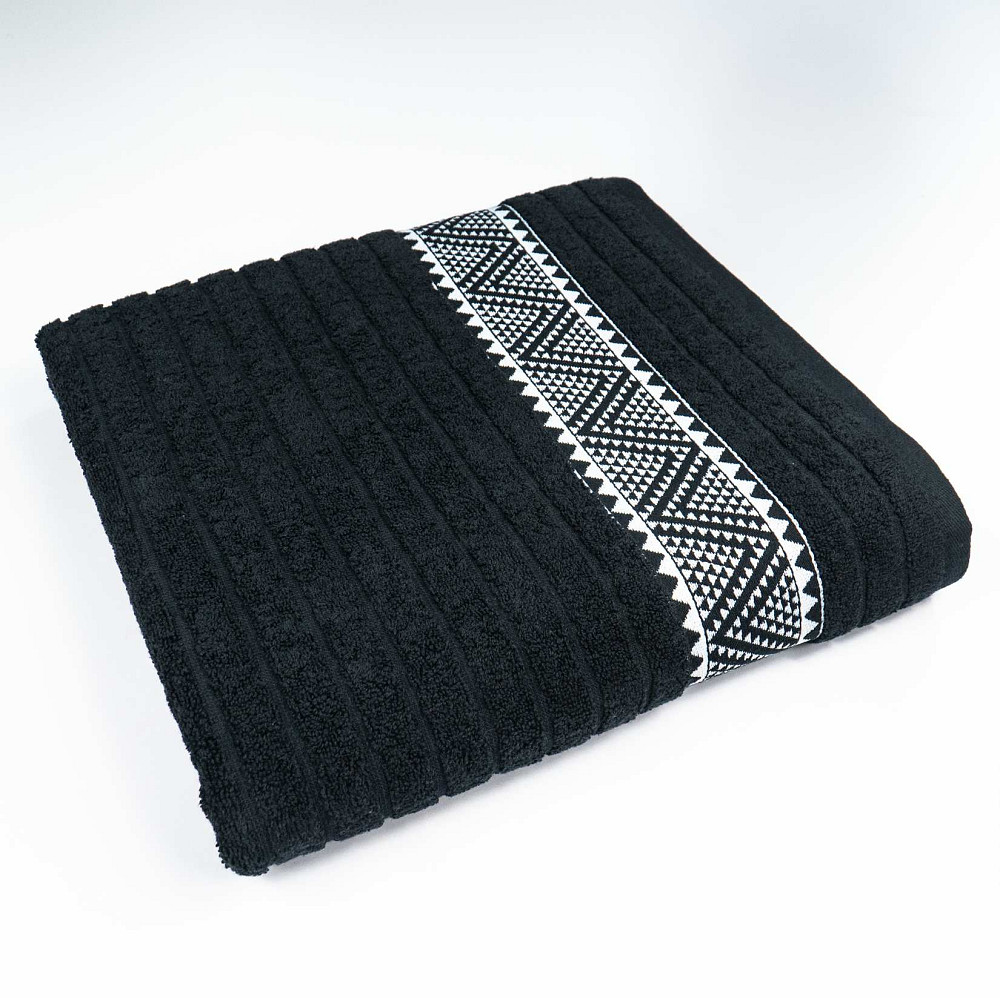 Комплект махровых полотенец Зипп 2шт GM Textile 50х90см, 70х140см 500г/м2 (Черный) Сумы - изображение 7