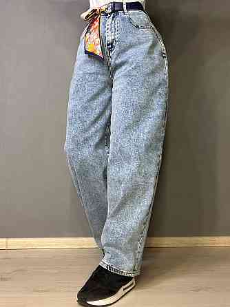 Джинси жіночі Moss 817 baggy mom jeans висока талія вільні банани стрейчеві ремінь-хустинка блакитні Одеса
