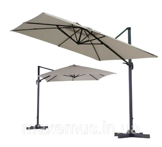 Садовая зонта B019 3 м с наклоном складная зонта для сада и террасы бежевая Мостиска