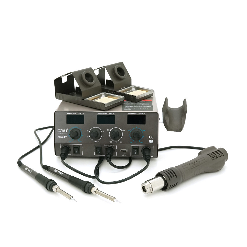 Паяльная станция BAKKU BA-603D+ цифровая индикация, фен, два паяльника (370*280*160) 4.35 кг Киев - изображение 1
