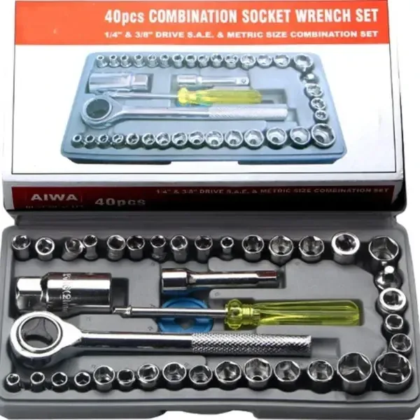 Набор инструментов AIWA 40 предметов, трещотка, торцевые головки, кейс для дома и авто Киев - изображение 2