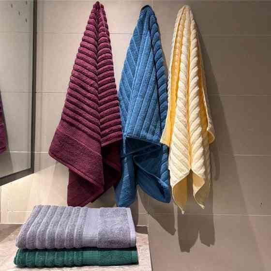 Набор 2 жаккардовых полотенца Lovely Svi для ванной, отелей, в подарок, 70х140 см Oxford Stripe темно-зеленый Киев