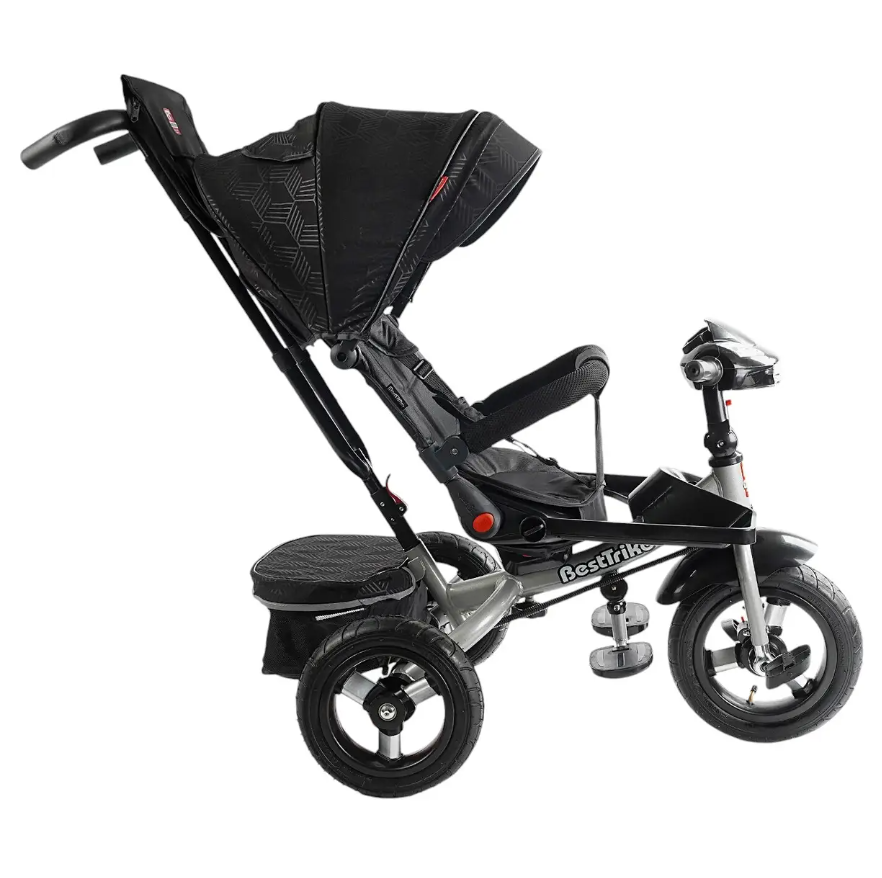 Велосипед триколісний Best Trike із батьківською ручкою музичною панеллю надувні колеса Чорний (F–695-12) Чернігів - фото 4