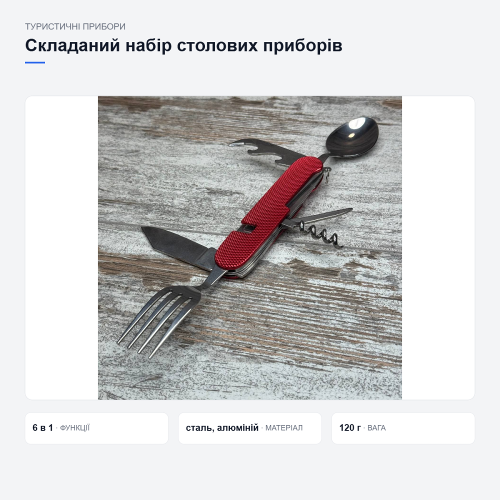 Складаний туристичний набір столових приборів Київ - фото 19