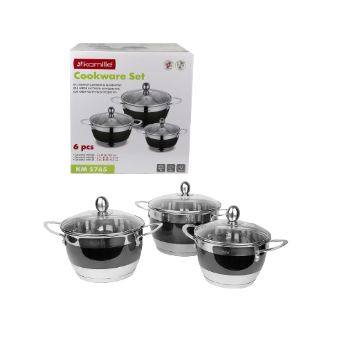 Набір каструль 6 предметів (каструлі 2/2,7/3,6л) нержавіюча сталь 5765 KAMILLE Житомир - изображение 2