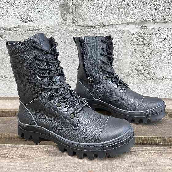 Тактичні демісезонні чоловічі чорні берці, військові чоловічі шкіряні берці на замку Львів