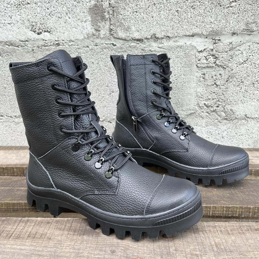 Тактичні демісезонні чоловічі чорні берці, військові чоловічі шкіряні берці на замку Львів - фото 2