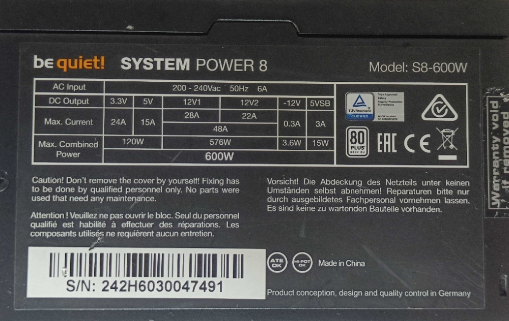 Блок питания BeQuiet 600W 80 PLUS BRONZE System Power 8 8+8+8+8GPU Харьков - изображение 5