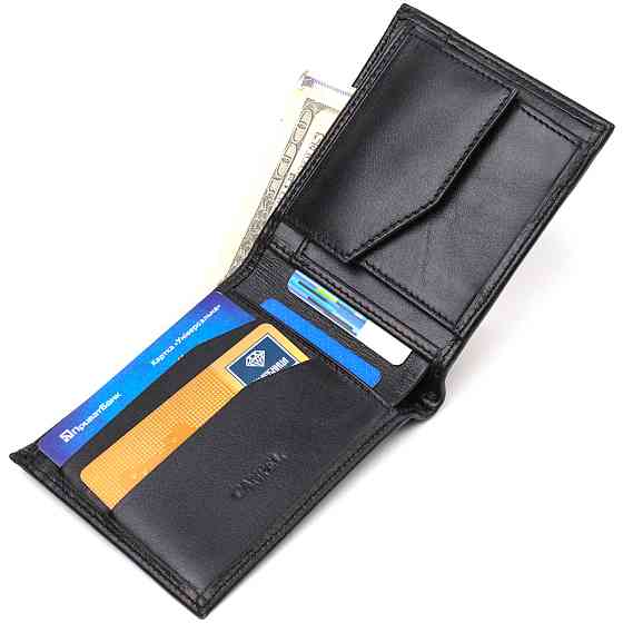 Удобное горизонтальное мужское портмоне из натуральной гладкой кожи CANPELLINI 21779 Черное Киев