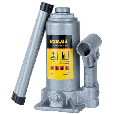 Домкрат Sigma гідравлічний пляшковий 3т H 175-345мм (6106031) Вінниця - фото 1