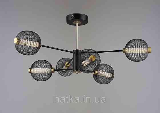 Люстра потолочная светодиодная VALESO 6 плафонов LED Черный Золото Металл 3000K+6500K YH1464/6 Киев
