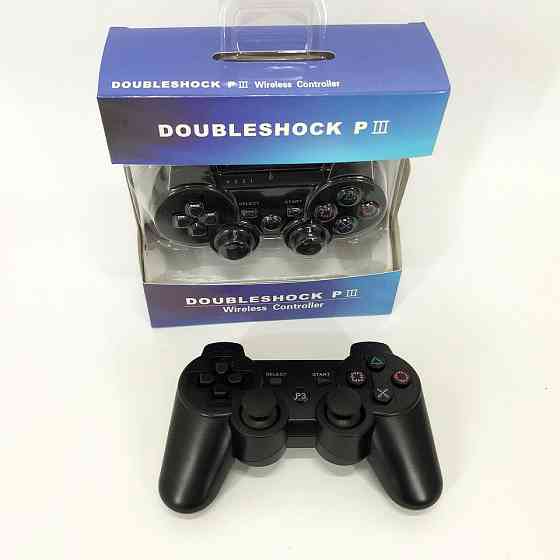 Игровой беспроводной геймпад Doubleshock PS3/PC аккумуляторный джойстик с функцией вибрации. Цвет: черный XZ-69 Львов