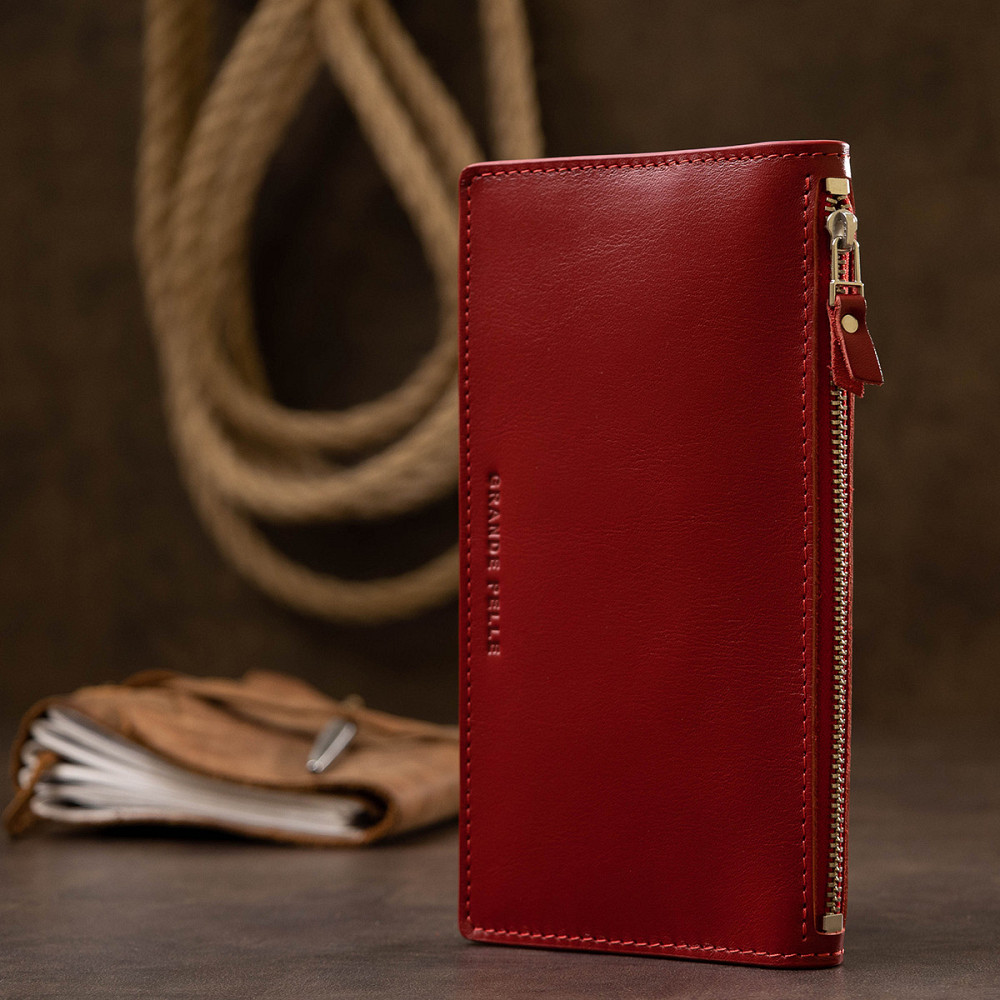 Оригінальне жіноче шкіряне портмоне GRANDE PELLE 11514 Червоний Київ - фото 8