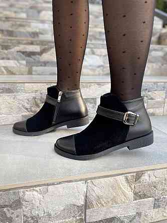 Черевики жіночі 218 чорні шкіра+замша натуральна 37р. (1204) Коломыя
