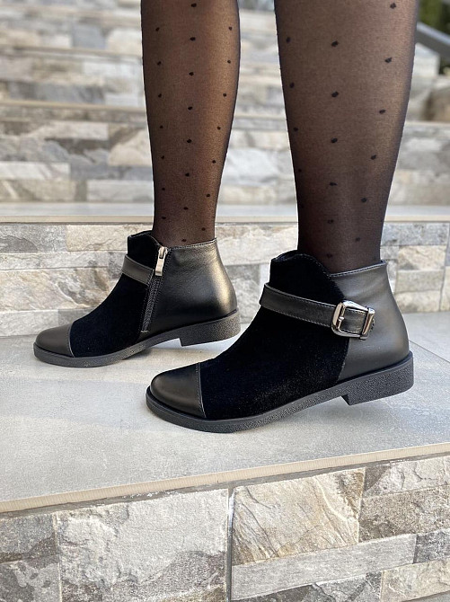 Черевики жіночі 218 чорні шкіра+замша натуральна 37р. (1204) Коломыя - изображение 2