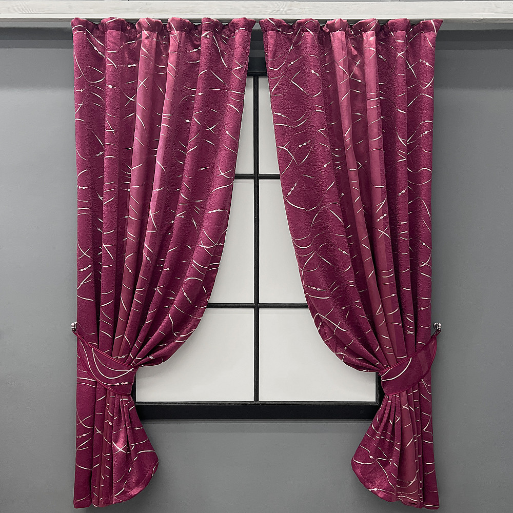 Комплект коротких штор VR-Textil Софт Лиана № 459ш Малиновый 130х170 см 2 шт (35-0429) Киев - изображение 1