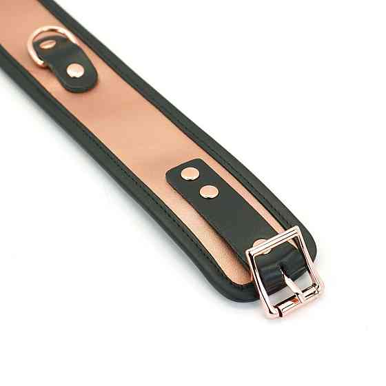 Широкий нашийник з повідцем Liebe Seele Rose Gold Memory Collar with Leash, натуральна шкіра Sex Aura Київ