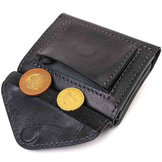 Практичное портмоне унісекс у три складання GRANDE PELLE 16789 Чорний Київ