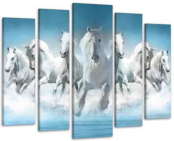 Модульна картина у вітальню / спальню Білі Коні Art-412_5 ( 80х118см ) Київ