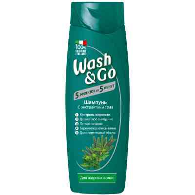Шампунь Wash&amp;Go з екстрактами трав для жирного волосся 200 мл (8008970046006/8008970042077) Вінниця