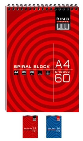Зошит "Графіка" спіраль A4 60арк ВА4460-008 "RING" тверда підкладка, шт Київ - фото 1